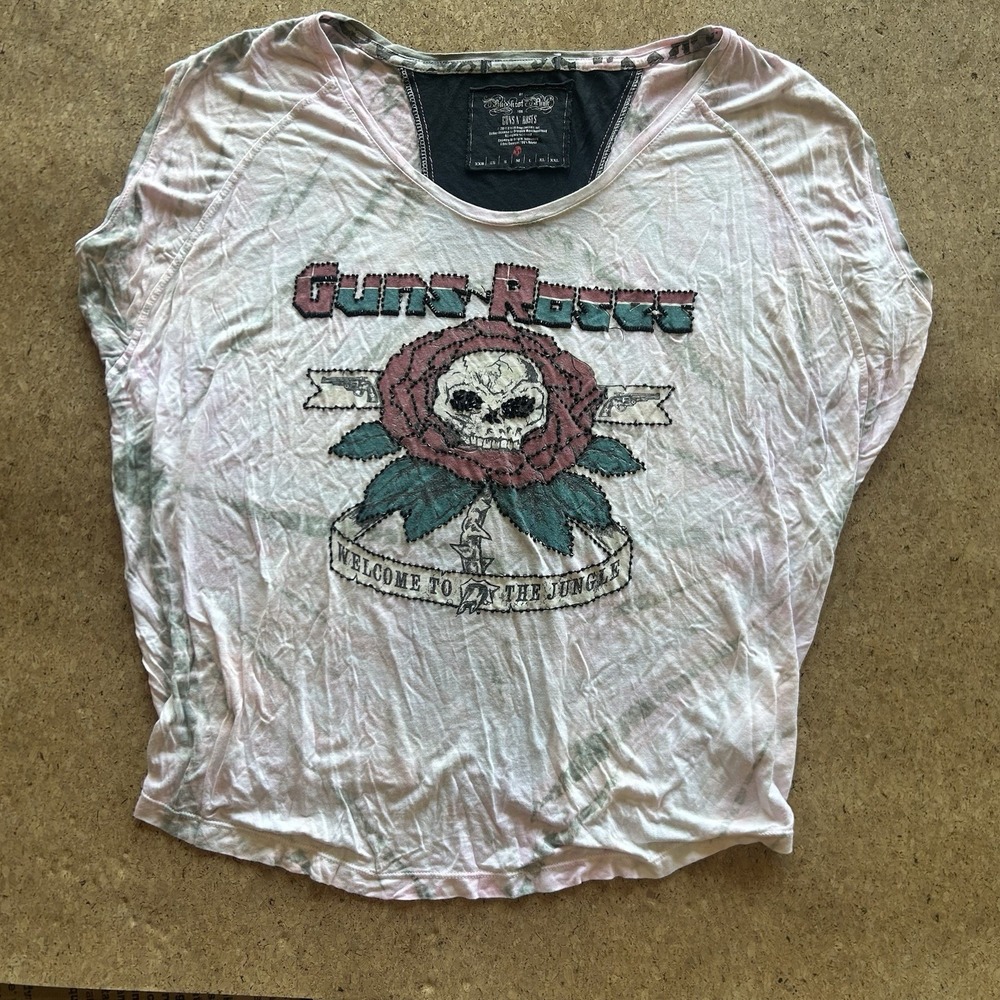 Buddhist Punk Guns N Roses Tie Dye Beaded Pink White Sz Medium Tour Merch